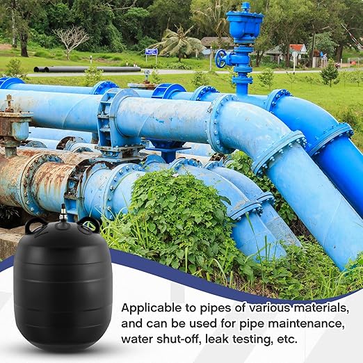 8 Inch Inflatable Pipe Plug Sewer Test Plug with 39.37 Extension Hose Rubber Plumbing Test Balloon for Sewage Pipeline Inspection
