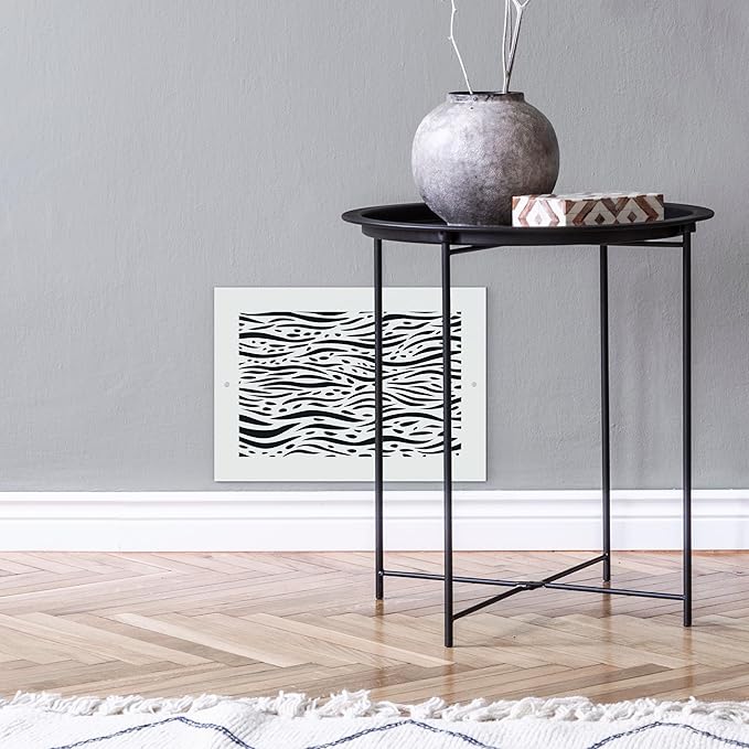 SABA Home Decor White Air Vent Cover - Acrylic Plexiglass 4" x 8" Duct Opening (6" x 10" Overall) Return Grille Decorative Covers for Walls & Ceilings NOT for Floor USE, Waves