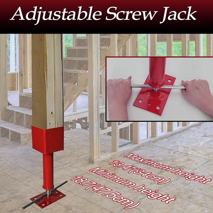 4x4 Screw Jacks, Adjustable Jack Post House Jacks for Leveling, 14.5" - 18.5" Height Adjust Range, Heavy Duty Floor Jacks Post Crawlspace Shed Lifting Jack, 24000 lbs Max Load Capacity