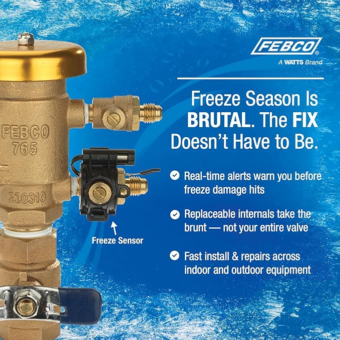 Febco 765 Series 1/2" Bronze Pressure Vacuum Breaker Backflow Preventer, Quarter Turn Shutoff, NPT Connections, Spring-Loaded Check Valves, Max Pressure 150 psi, Industrial Plant, Irrigation System