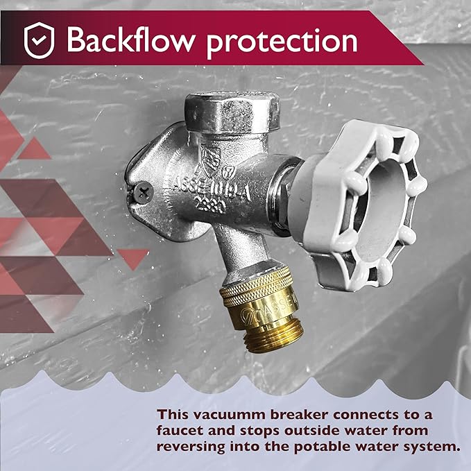 Vacuum Breaker 3/4 Inch Solid Brass Hose Bib Backflow Preventer for Garden Spigot RV