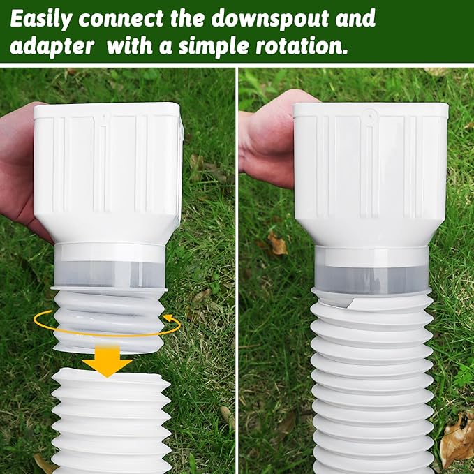 2 Pack Rain Gutter Downspout Extensions 60" with Filter, Corrugated Flexible Gutter Pipe, Downspout Diverter, Down Spout Drain Extension, Extendable from 20" to 60", Screws for Included, White