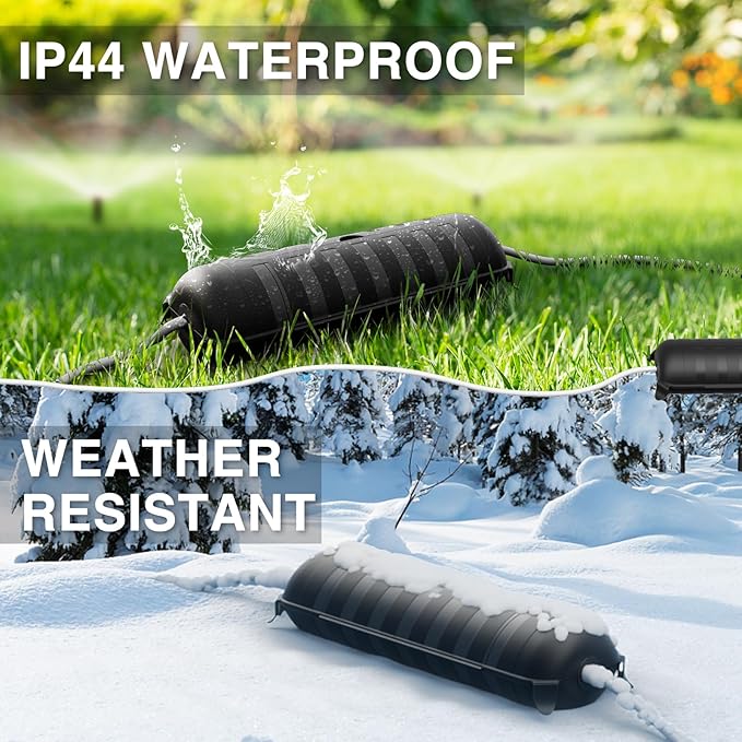 Flemoon 2-Piece Outdoor Waterproof Electrical Box Set – 12.5" x 8.5" x 5" Large Electrical Box & 11.3" x 4.3" x 3" Extension Cord Cover for Power Strip, Outlet, Holiday Light, Black