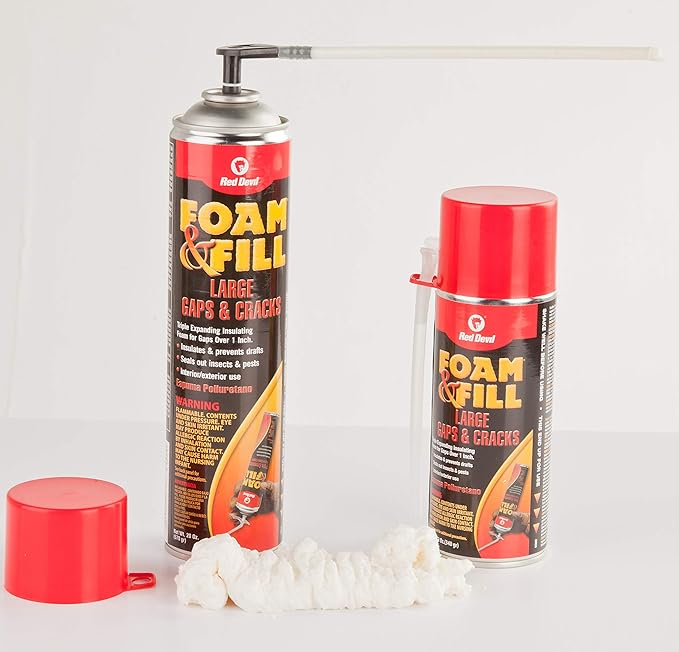 Red Devil 0912 Spray Foam, Fill Large Gaps, Cracks Expanding Insulation Polyurethane Sealant, 20 oz., Off-White, Pack of 1