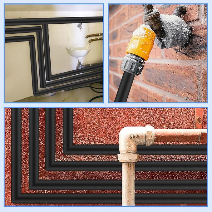 6 Pcs Pipe Insulation Foam Tube Black Pipe Wrap Freeze Protection Heat Preservation Pipe Covers for Tubing Outdoor Water Pipe Freeze Protection (1.3FTx0.86in)