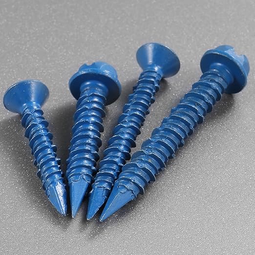 1/4 x 2-1/4 Inch 40Pcs Flat Head Concrete Screws, Screws Anchor with Drill Bit,for Masonry, Block, Brick, Cement,Stucco, No Pre Drilling, Diamond Point