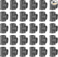 3/4" Pipe Fitting Tee, 30 Pack DN20 Threaded Cast Malleable Iron Tee for Steampunk Vintage Shelf Bracket DIY Plumbing Pipe Decor Furniture (30, 3/4")