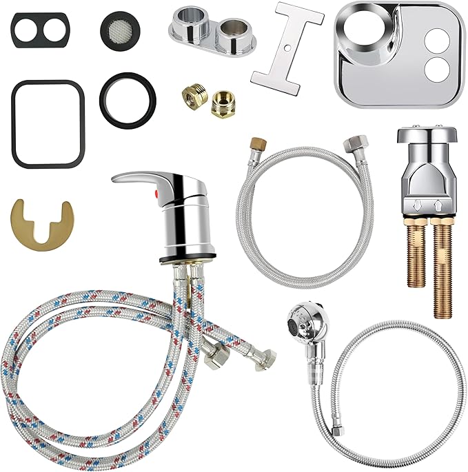 Professional Salon Shampoo Bowl Faucet for Home, Chrome Hose Replacement Set, Sprayer With Vacuum Breaker, Bath Accessories