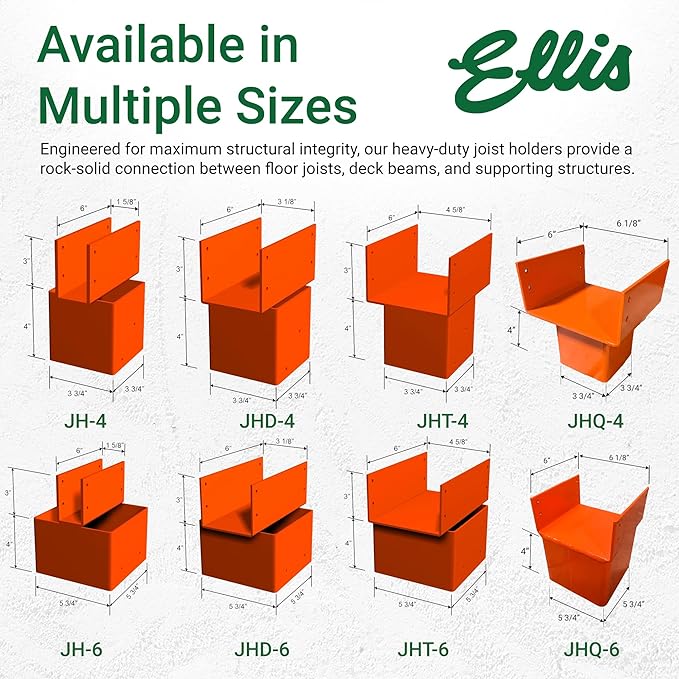 Ellis Manufacturing Company - Single 2x6 Joist Holder for 6x6 Post - Secure in Crawl Space - Metal Support, Wall Mount Bracket for Construction & Stability Applications
