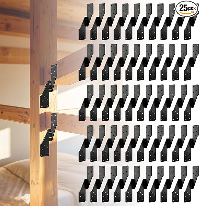 50 Pack Hurricane Ties for Rafters, Hurricane Straps Brackets with Strong Black Powder-Coated, Trusses/Rafters Ties,Rafter Hanger Hurricane Clips, H2.5A 18-Gauge Extruded Steel Black