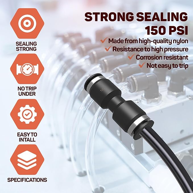 Utah Pneumatic 1/4 Push To Connect Fittings Y Air Splitter Union Air Line Fittings Quick Connect Air Hose Pneumatic Fittings 5 Pack