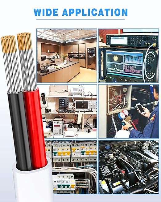 NAOVEO 12 Gauge Wire 2 Conductor Electrical Wire, 12 AWG Stranded PVC Tinned Copper Cable, Flexible/Low Voltage Automotive Wiring for LED Lamps, Marine, Speaker, Appliances (30FT)