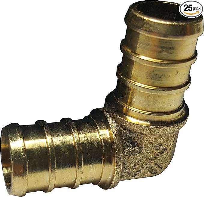 XFITTING 1/2 in Pex Elbow, Brass Crimp Fittings Elbow, 25 Pieces