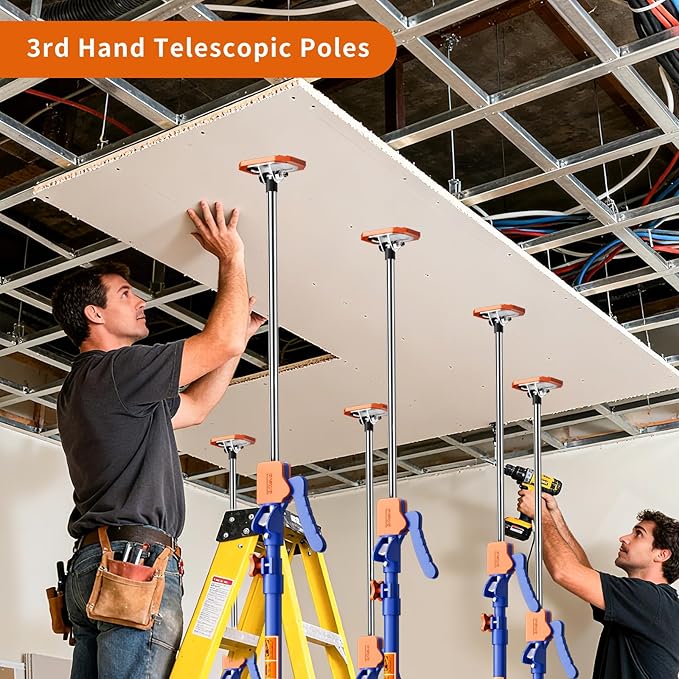 2PK Adjustable Telescopic Support Pole, 54-115 inch Cabinet Jack, Heavy Duty 3rd Hand Support System, 154lbs Load-Bearing for Drywall Lift, Dust Barrier, Cargo Bar