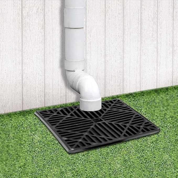 Low Profile Catch Basin Drain Kit Downspout Extender, 9"×9" Catch Basin Gutter Downspout Extensions with 2.56" ID Flexible Pipe, Pipe Stretched Length 5ft, Protect House Foundation