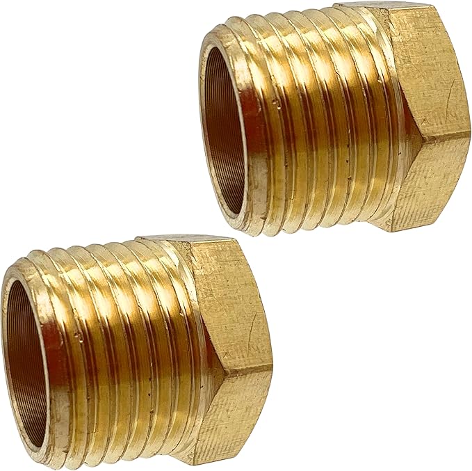 2 Pack Brass Pipe Plug 1/2" NPT Male Outer Hex Head Socket Plug Fitting for Plumbing by CX WONDERLAND