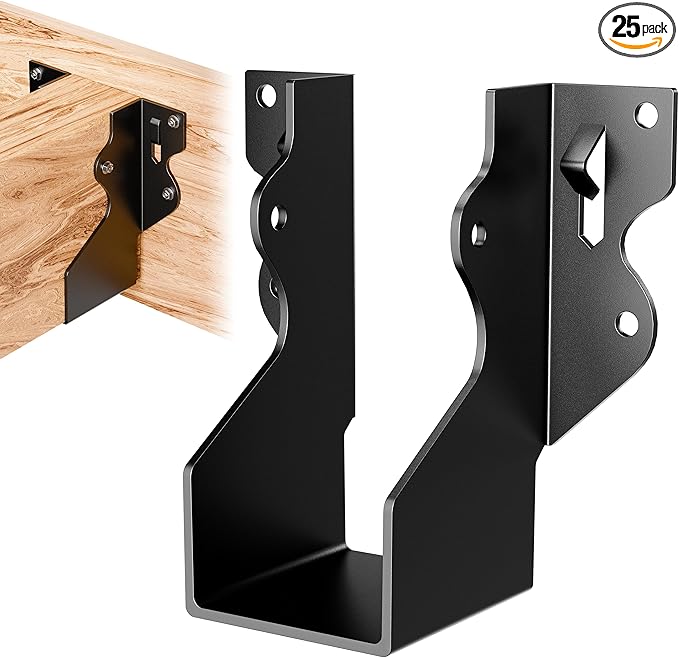 20 Pcs 2x4 Joist Hangers Black, Face Mount Joist Hangers 2x4 Deck, Rafter Brackets, Hurricane Ties Brackets for Shed/Barn/Coop/Porch/Fence, Structurally Sound and Aesthetically Pleasing