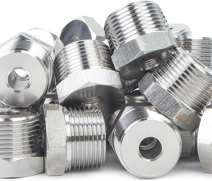 LTWFITTING Bar Production Stainless Steel 316 Pipe Hex Bushing Reducer Fittings 3/4" Male x 1/8" Female NPT Fuel Water Boat (Pack of 100)