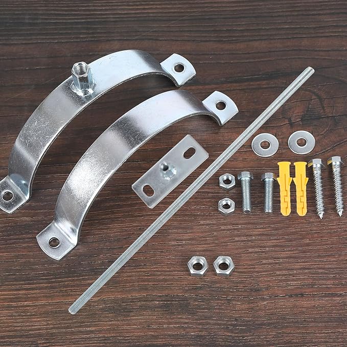 2PCS 10"Chimney Pipe Bracket,Wall Support Chimney Pipe Holder，Stove Pipe Hanger，B Vent Wall Strap，Rigid Split Ring Hanger,for 8" (10" O.D.) Double Wall Insulated Chimney Pipe，Lengthened 16-inch Screw