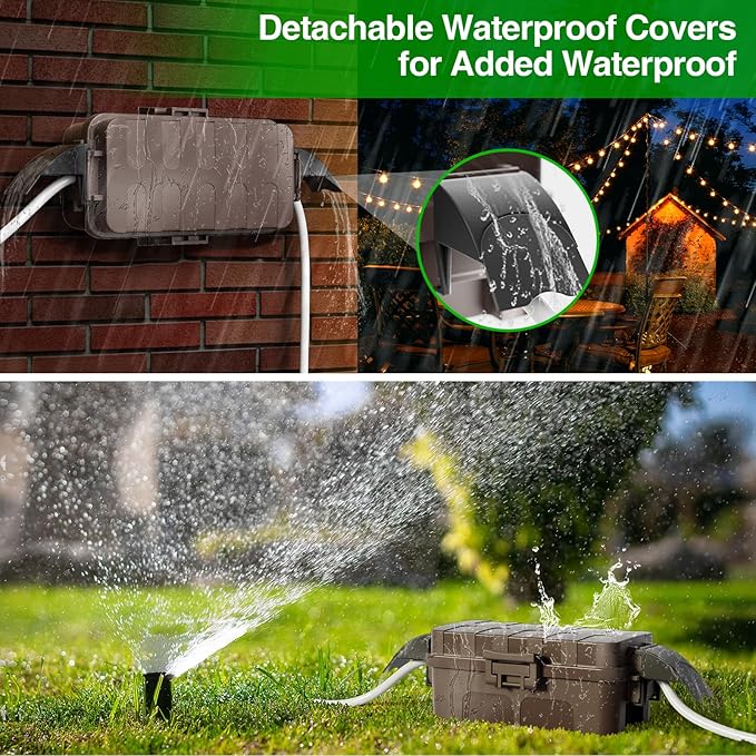 Flemoon 2-Piece Outdoor Waterproof Electrical Box Set – 12.5" x 8.5" x 5" Large & 8.1" x 4.9" x 3.1" Small Weatherproof Electrical Boxes for Power Strip, Outlet, Holiday String Light, Brown