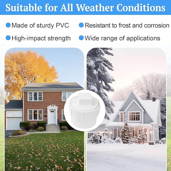 3" PVC Sewer Cleanout Adapter with Plug Pipe Fitting, PVC DWV Flush Sewer Cleanout Cap for Drainage Piping Connect System Outdoor Garden, RV Sewer and More