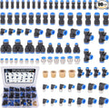90 Pcs Quick Connect Air Line Fittings Kit Pneumatic Push Lock Air Fittings 1/8",1/4",3/8",1/2" Push to Connect & NPT Thread Air Hose Fittings Quick Release Airline Fitting Kit