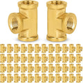 50-PCs HeSun Brass Pipe Fitting, 1/4" x 1/4" x 1/4" NPT Female Thread Tee