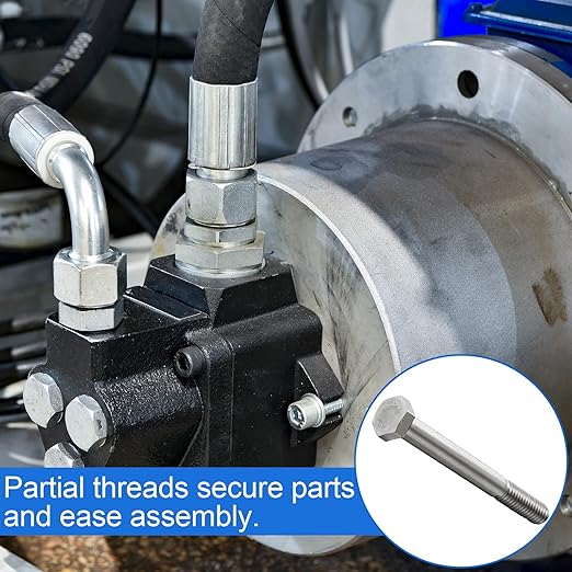 30 Pack 5/16-18 x 3'' Hex Head Cap Screw Bolt 304 Stainless Steel Half Thread External Hex Drive Screw Bolt Fastener for Wet Outdoor Metal Framing Concrete Reinforcement Railing Trellises