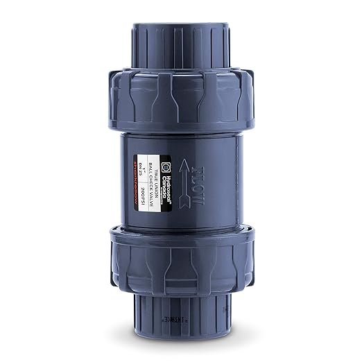 HYDROSEAL Sharkfellow 1’’ PVC True Union Ball Check Valve with Full Port, ASTM F1970, with EPDM Seals, Corrosion-Free, Service Free, Rated at 200 PSI @73F, Gray, 1 inch Socket (1'')