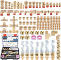 200 Pcs Brass DOT Air Brake Line Fittings & Air Nylon Tube Compression Fittings & Air Brake Hose End Fittings Assortment Kits,1/4" 1/8" 3/8" 1/2" NPT Air Hose Fittings