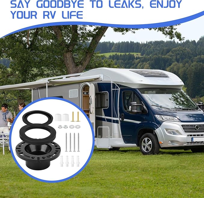RV Toilet Seal, 3" Socket Floor Flange Kit for Dometic 300 310 320 RV Toilets, Replace 385345892 Flange, 385311658 Flush Ball Seal and 385311652 Base Seal Gasket, 3 in 1 Repair Kit
