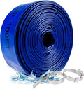 ZYfire Pool Backwash Hose with 2 Clamps - 2" x 100 FT PVC Lay Flat Discharge Hose Heavy Duty Reinforced Pool Hose Weather and Burst Resistant for Pool Drain, Sump Pump, Pool Filter