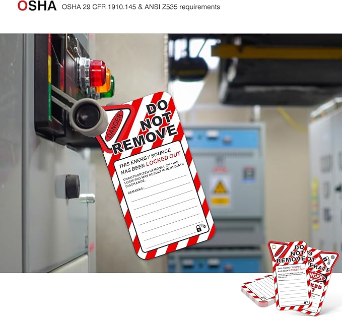 Lockout Tagout Tags, Electrical Lockout Tags with Zip Ties, OSHA Loto Tag Repair Cards, Danger Do Not Operate Labels Checklist for Equipment 10 Pack