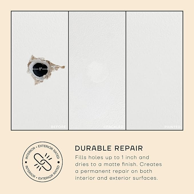 soto Small Hole Repair, Off-White Spackle, 7-Piece Kit (No. 08 Artisan White) - High Strength Small Hole Repair Kit for use on: Walls, Drywall, Ceiling, Furniture, Cabinets