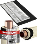 Redford Supply Co. Cold Snap (5°F) Outdoor Pipe Insulation Foam Tube, 12"W x 24"H, Outside PVC Wrap, Pipes Covers for Inside, Water Pipe Insulation Foam Tube, Insulating Outdoor Pipes (Beige)
