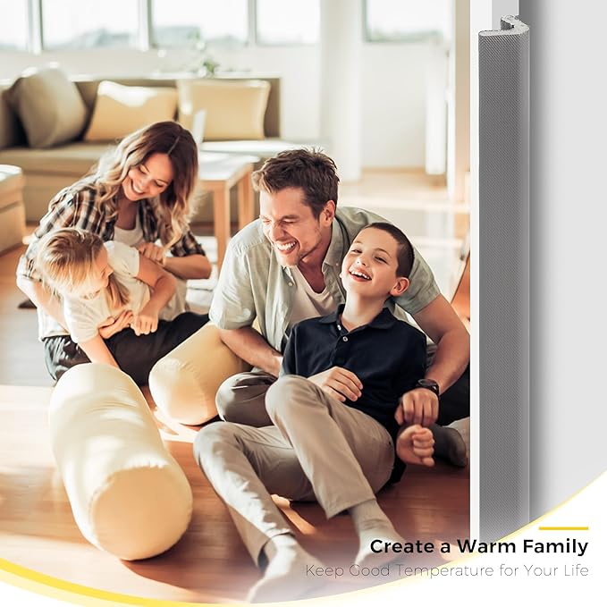 Weather Stripping Door Seal Strip Soundproof Q Foam Tape, Exterior Door Insulation Strip for Large Gap, Easy to Install(Grey, 19.8FT)