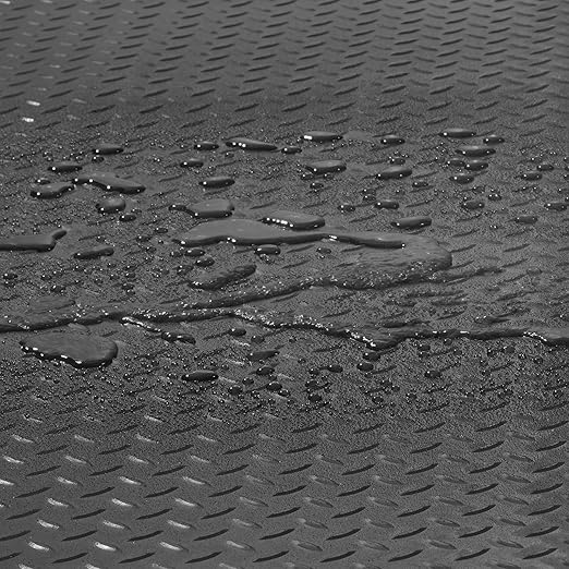 VEVOR Rubber Flooring Roll, 4 x 15 ft SBR Diamond-Plate Rubber Mat, 3mm Thickened, Easy to Clean, Customizable Size, Non-Slip Floor Protector Mat for Under Cars, Garage, Warehouse, Industry Gym, Black
