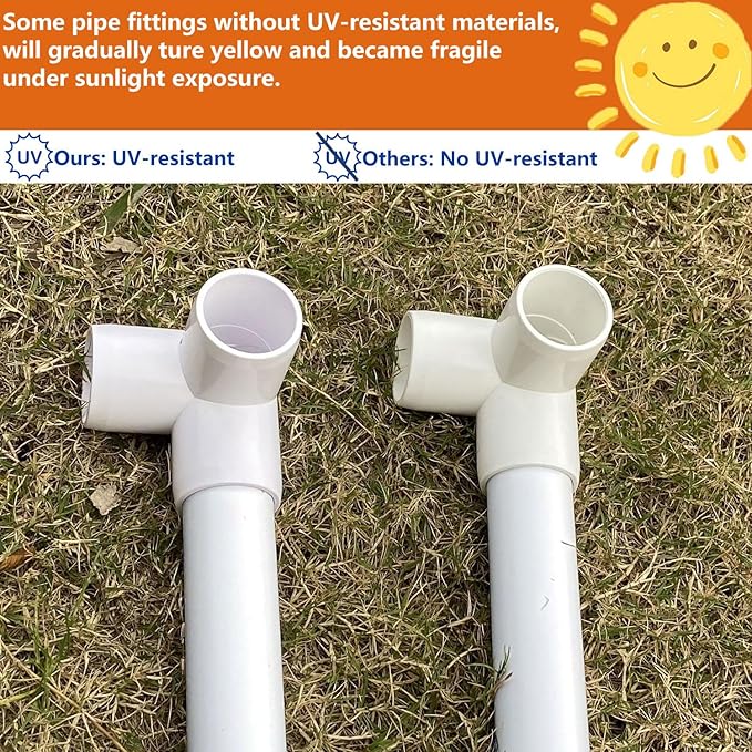 1" PVC Fittings 4 Way (10-Pack) Furniture Grade, Elbow Connector, Heavy Duty for DIY Furniture, Frames, UV Resistant - Compatible with 1" Schedule 40 PVC Pipes‌