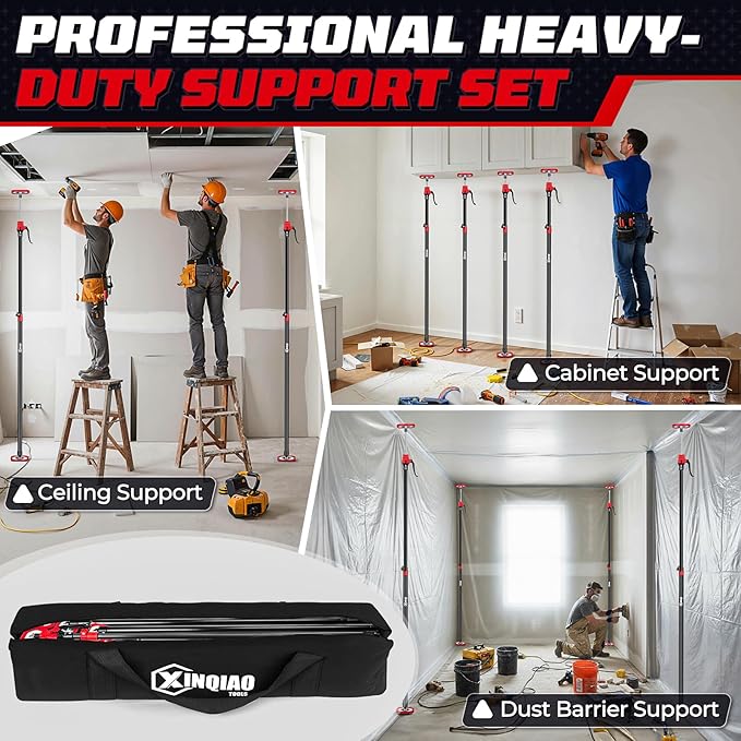 XINQIAO Cabinet Jacks for Installing Cabinets, Heavy Duty Third Hand Tools Adjustable Support Pole from 49.2 in to 114.2 in, 4 PCS