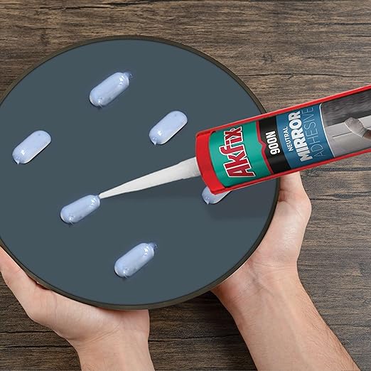 Akfix 900N Clear 100% Silicone Adhesive for Mirror (24x10.5 fl.oz.) - Solvent-Free Mirror Adhesive, Low Odor, Non-Corrosive, Durable, Fast Curing, Non-sag, Flexible Silicone Caulk | Clear, 24 Pack