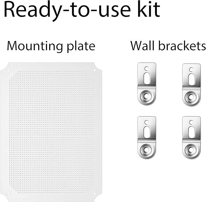 Junction Box, IP67 Waterproof Plastic Enclosure for Electrical Project, Hinged Grey Cover, Includes Mounting Plate and Wall Bracket (Grey Cover, 16.1"x12.2"x7.1")