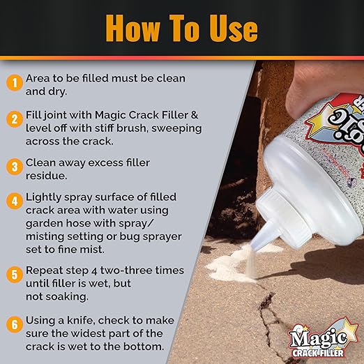 Magic Crack Filler 2.5LB Concrete Tan, for Filling in Concrete Cracks on Driveways, Walkways and Patios. Installs Easily Dry Granular No Mess and DIY (Tan, 1)