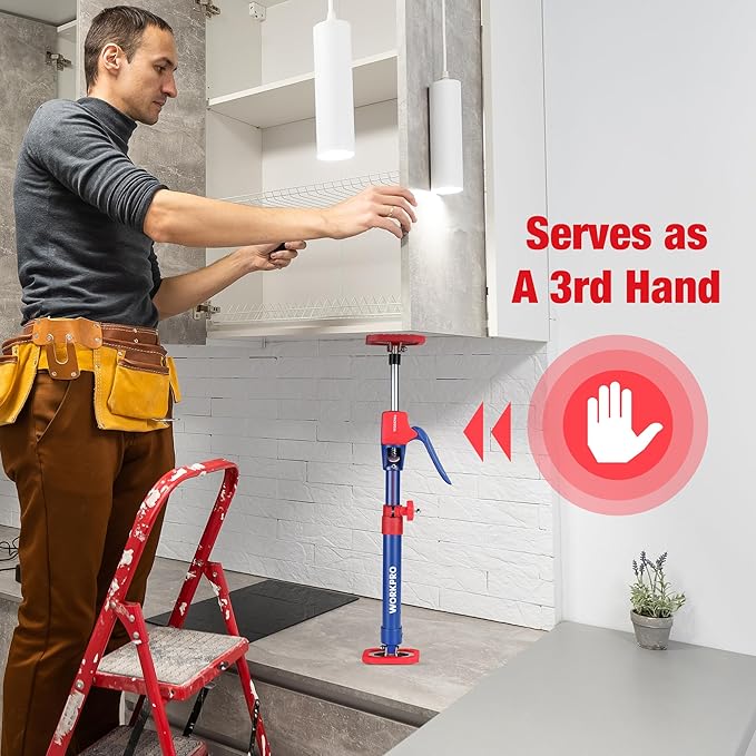 WORKPRO Cabinet Jack Support Pole, 18.5" to 29.5" Steel Telescopic Quick Support Rod Adjustable 3rd Hand Support System with 154 lbs Capacity for Cabinet Jack, Drywall Jack& Cargo Bars, 2-Pack