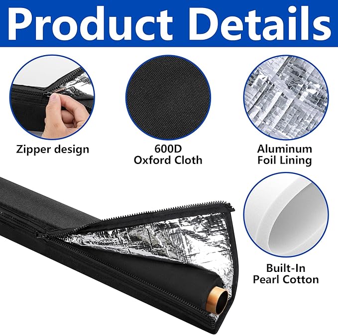 3-Layer Zipper HVAC Copper Pipe Insulation Cover,72x10.2 in 600D Oxford AC Pipe Insulation Covers for Outside,Flexible Copper Line Insulation Sleeve for Central Air Conditioning Mini Splits