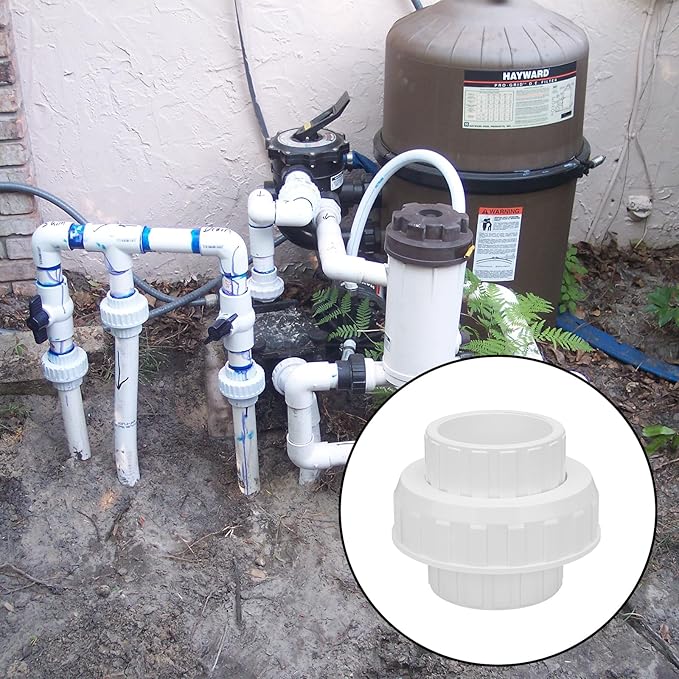 3" PVC Union Coupling Pipe Fitting (Socket x Socket) 3Inch PVC Slip Union Adapter Coupling Schedule 40, EPDM O-Ring, White