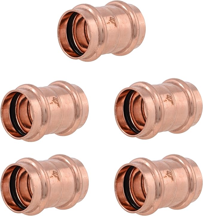 SharkBite 1 Inch Coupling, Copper Press Plumbing Fitting, Pack of 5, UPR020X5
