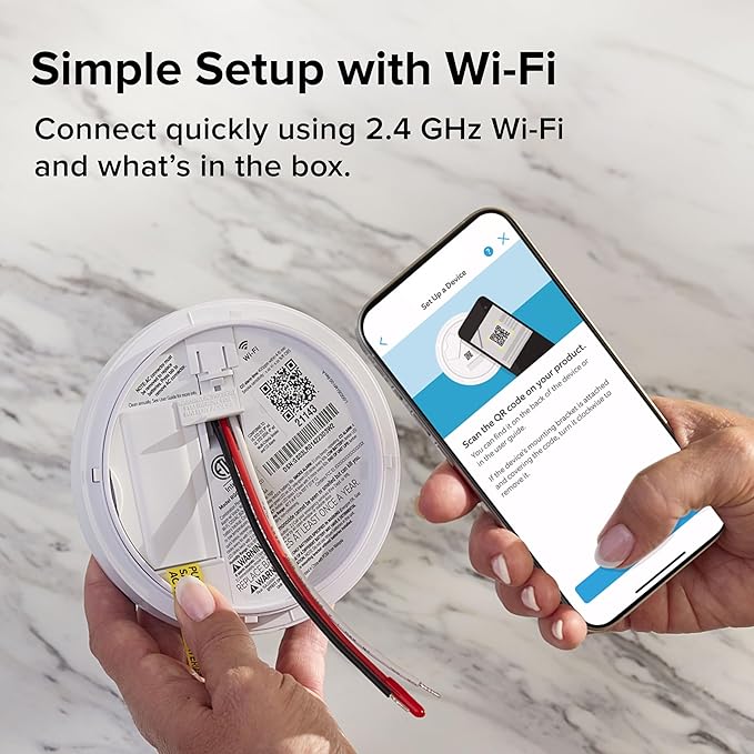Kidde Smart Smoke and Carbon Monoxide Detector, Ring App Enabled for Real-Time Notifications, Hardwired Alarm, AA Backup Battery