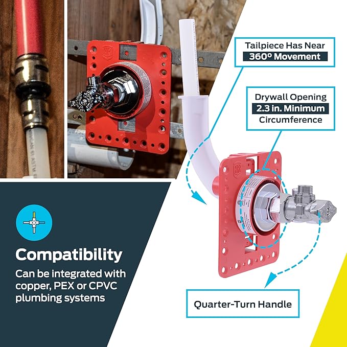 Holdrite Fixture Outlet Box with 3/8 Inch Compression Outlet, Pre-Assembled, Pack of 10, Fire Rated, 1/2 Inch PEX Tailpiece, HR-FR-P-1
