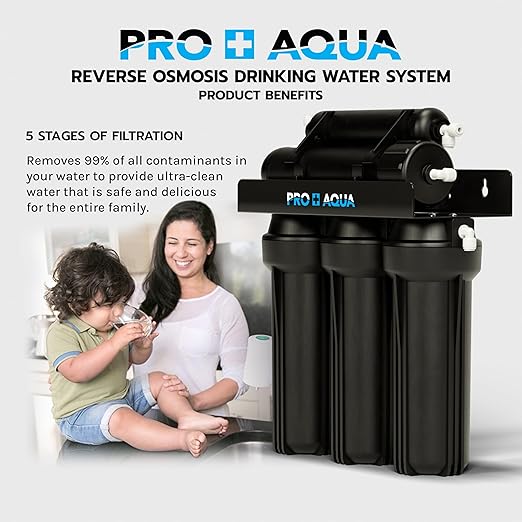 PRO+AQUA Elite 5-Stage Whole House Water Softener and Filter Bundle System for Well Water | Reduces Heavy Metals, Iron, Sulfur, Sediment, Chlorine, and More | Ideal for 3-4 Bathrooms (+ RO System)