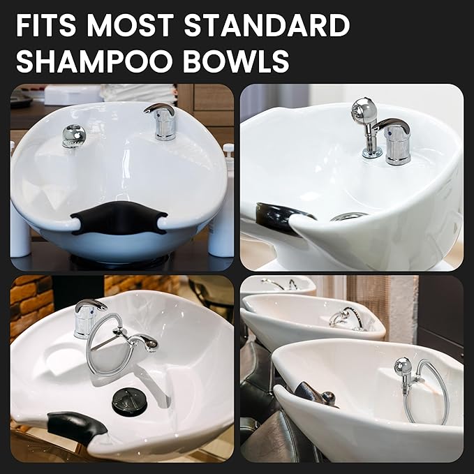 Professional Salon Shampoo Bowl Faucet for Home, Chrome Hose Replacement Set, Sprayer With Vacuum Breaker, Bath Accessories